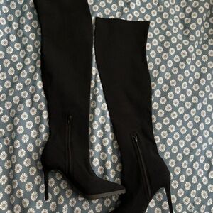 Mix No. 6 Black Over-the-Knee Stiletto Sock Boots